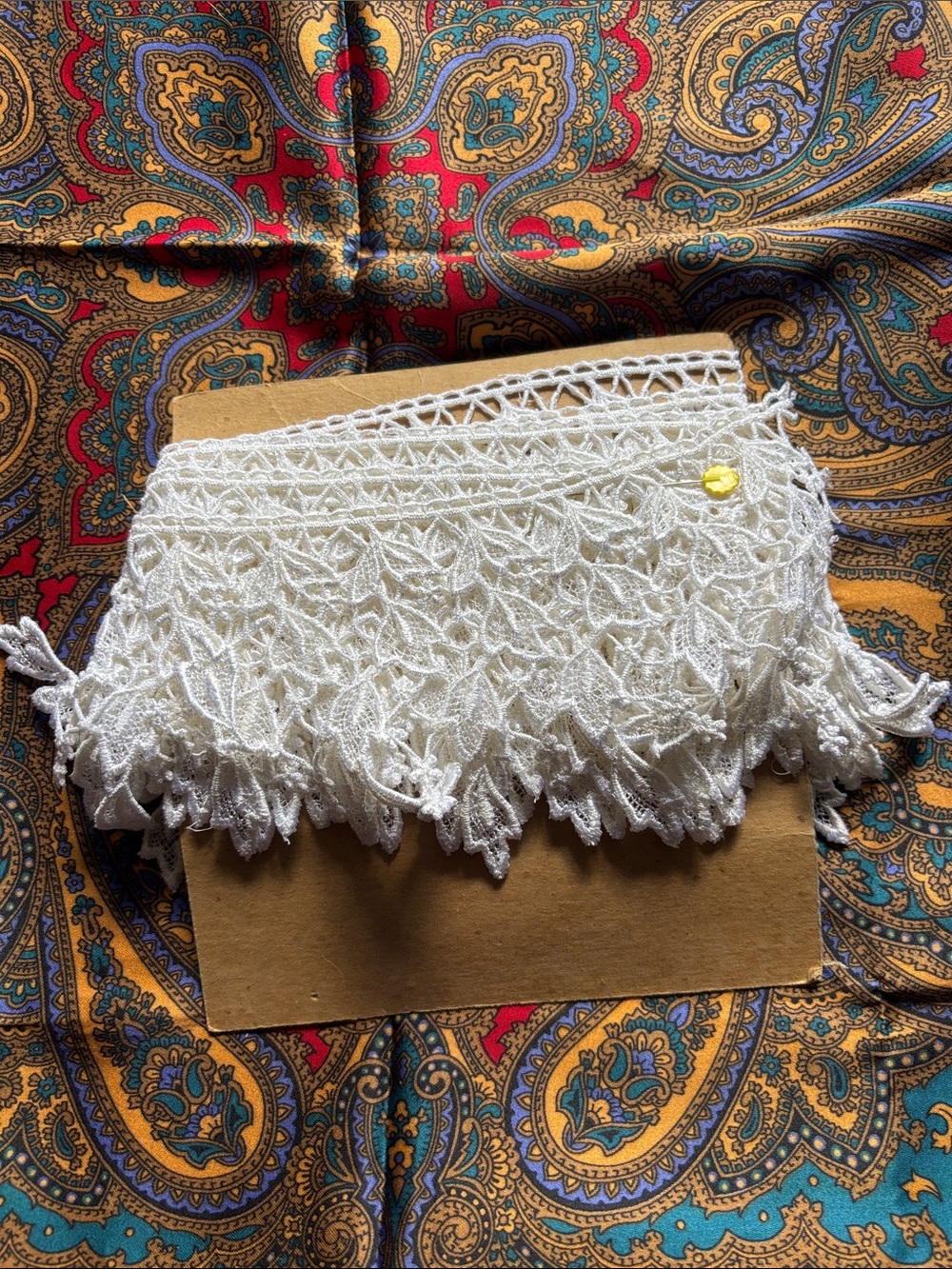 Vintage White Wide Lace Trim 2 Yards Floral Scalloped Sewing Bridal Craft
